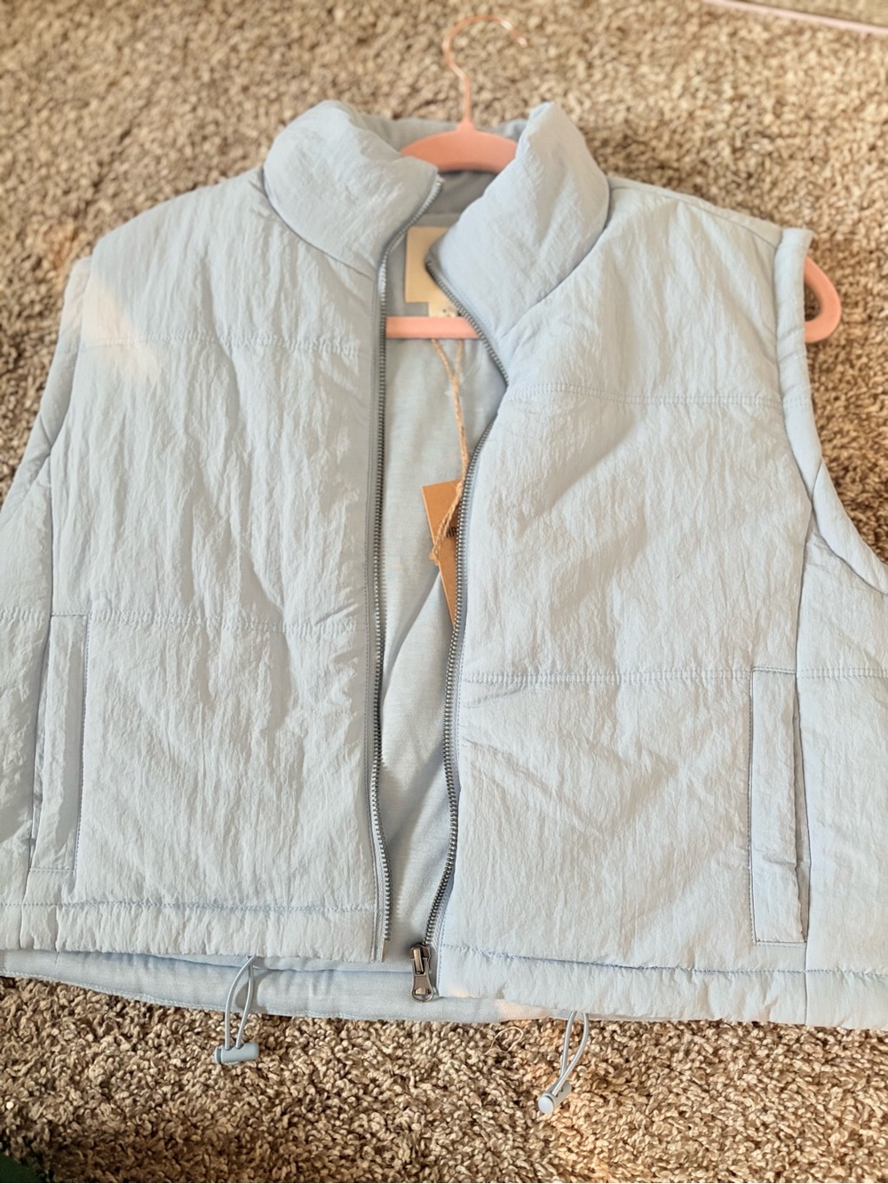 Light Blue Puffer Vest - Sleeveless Outerwear